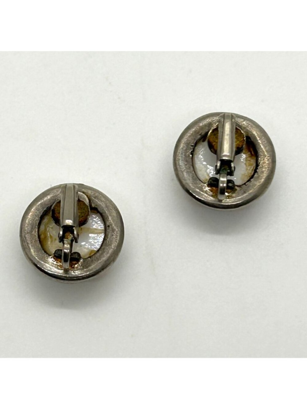 Vintage Hand Painted Porcelain Clip-On Earrings Floral Motif 3/4" Silver-tone - Picture 6 of 10